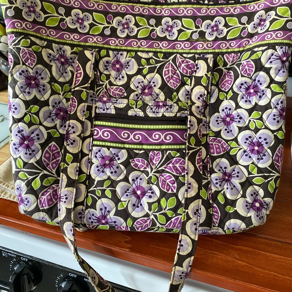 Vera Bradley Floral Tote Bag with Purple Accents